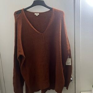 a.n.a Women's V-Neck Sweater in Rich Brown